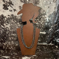 24" Tri-Layered Silver-Tone Navajo Bead Necklace