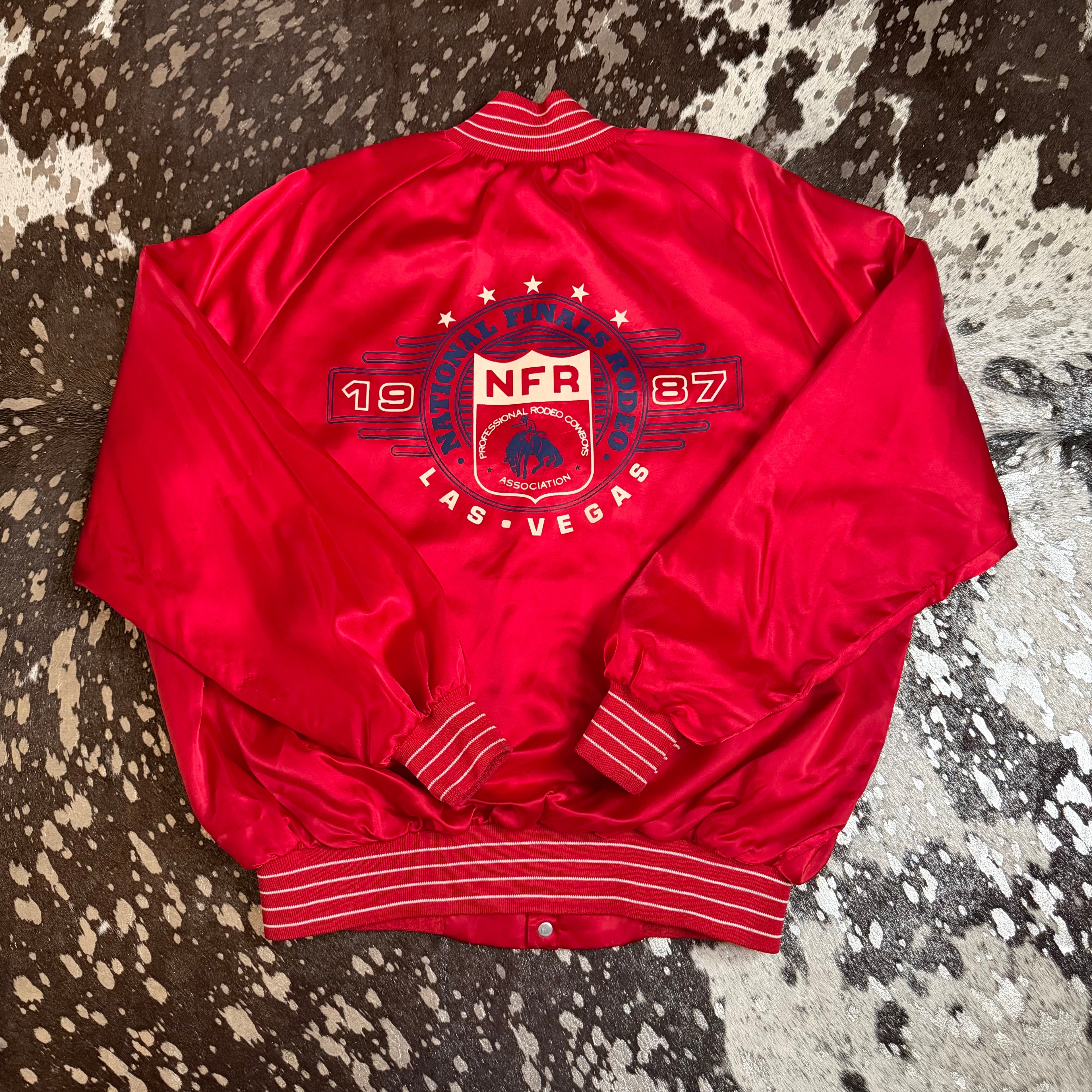 2XLarge Vintage 1987 NFR Red Satin Jacket (Lane Frost)