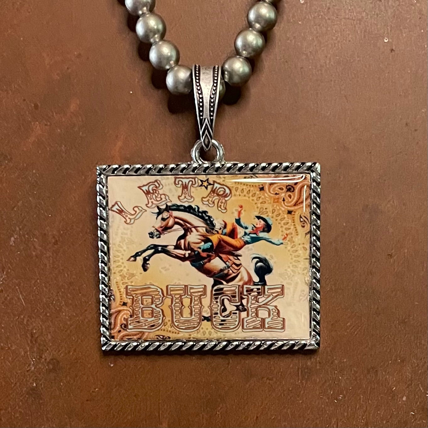 Let'R Buck Rectangle Western Pendant