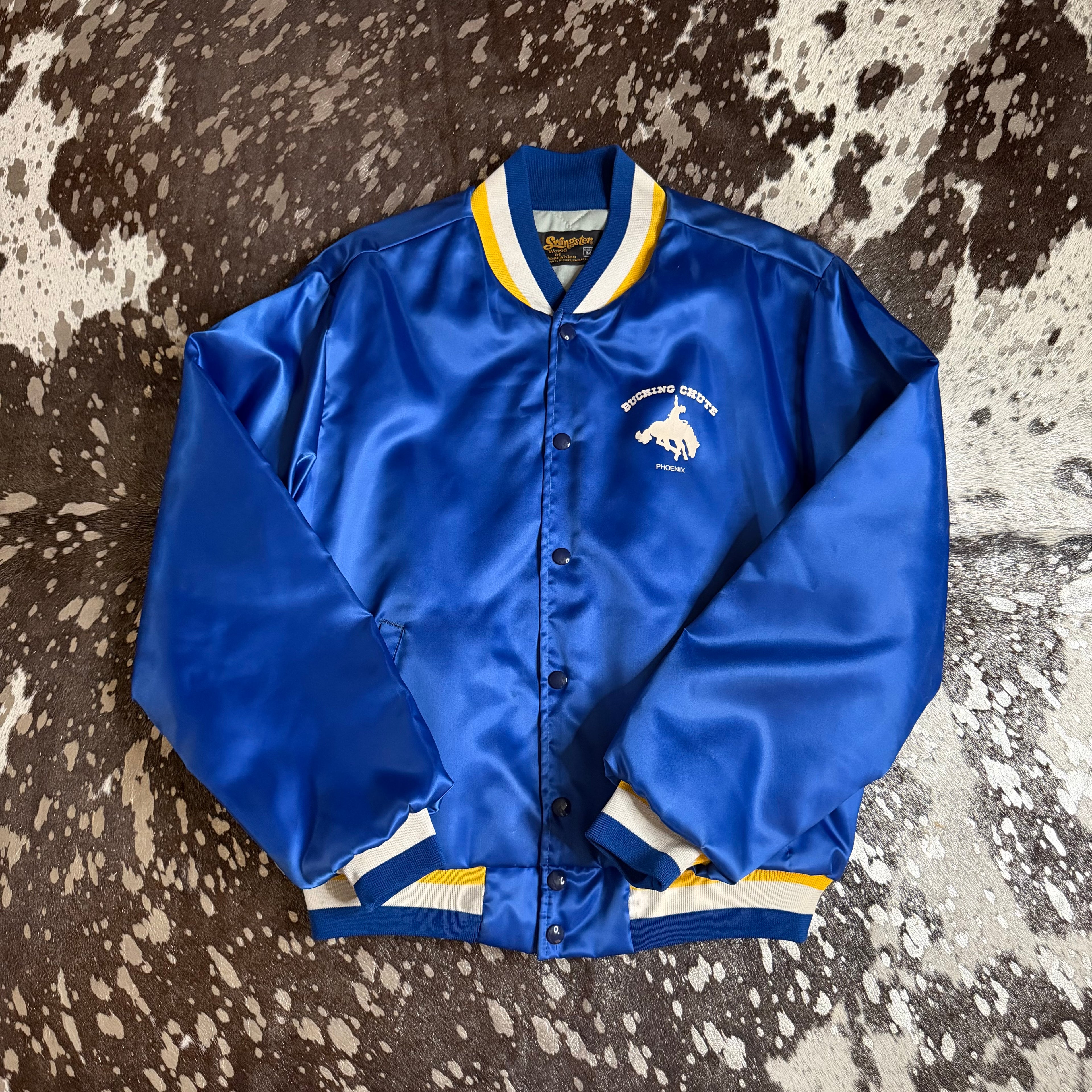 Medium Vintage Bucking Chute Saloon Blue Satin Jacket
