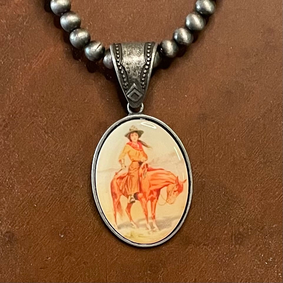 Vintage Style Oval Cowgirl Necklace