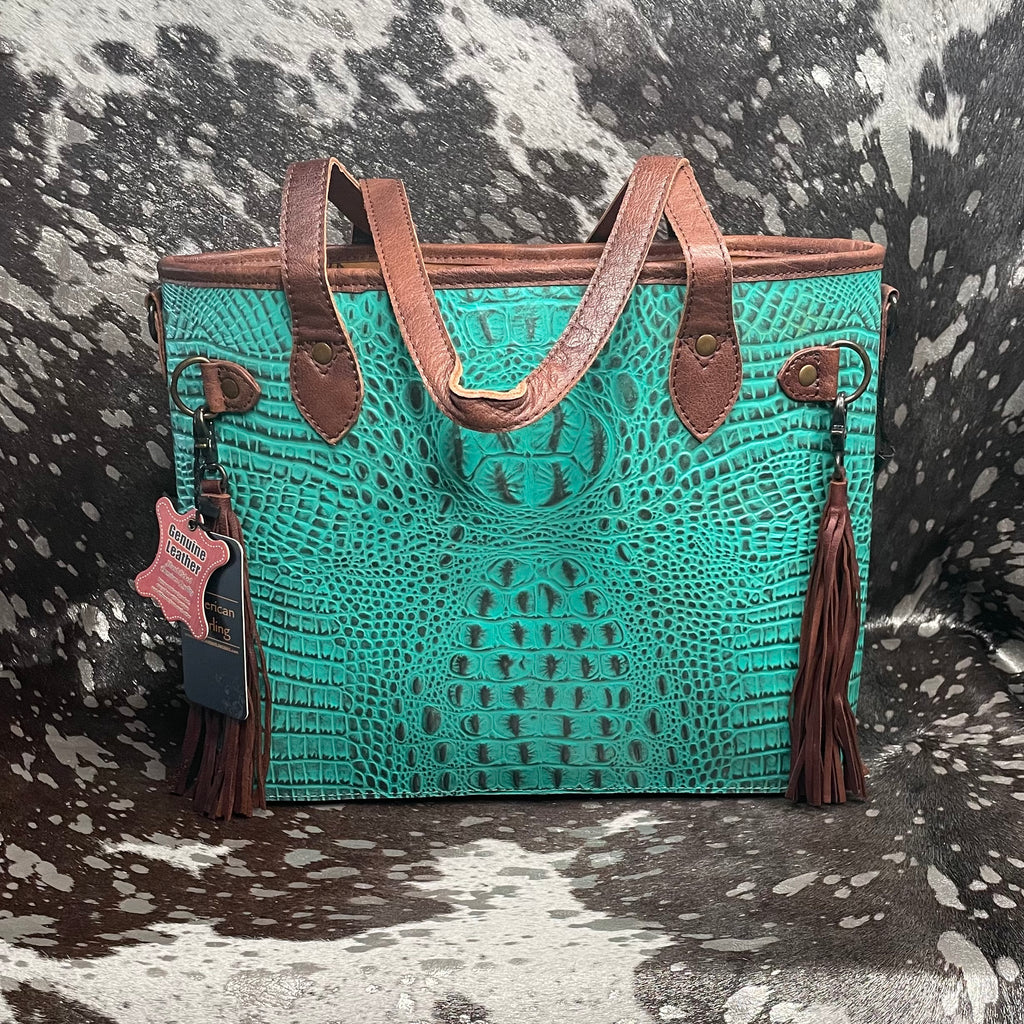 American Darling Embossed Leather Tote
