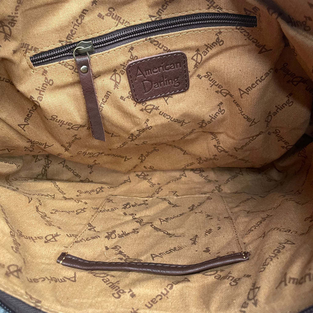 American Darling Hair on Hide Hobo Bag with Sunflower Tooling