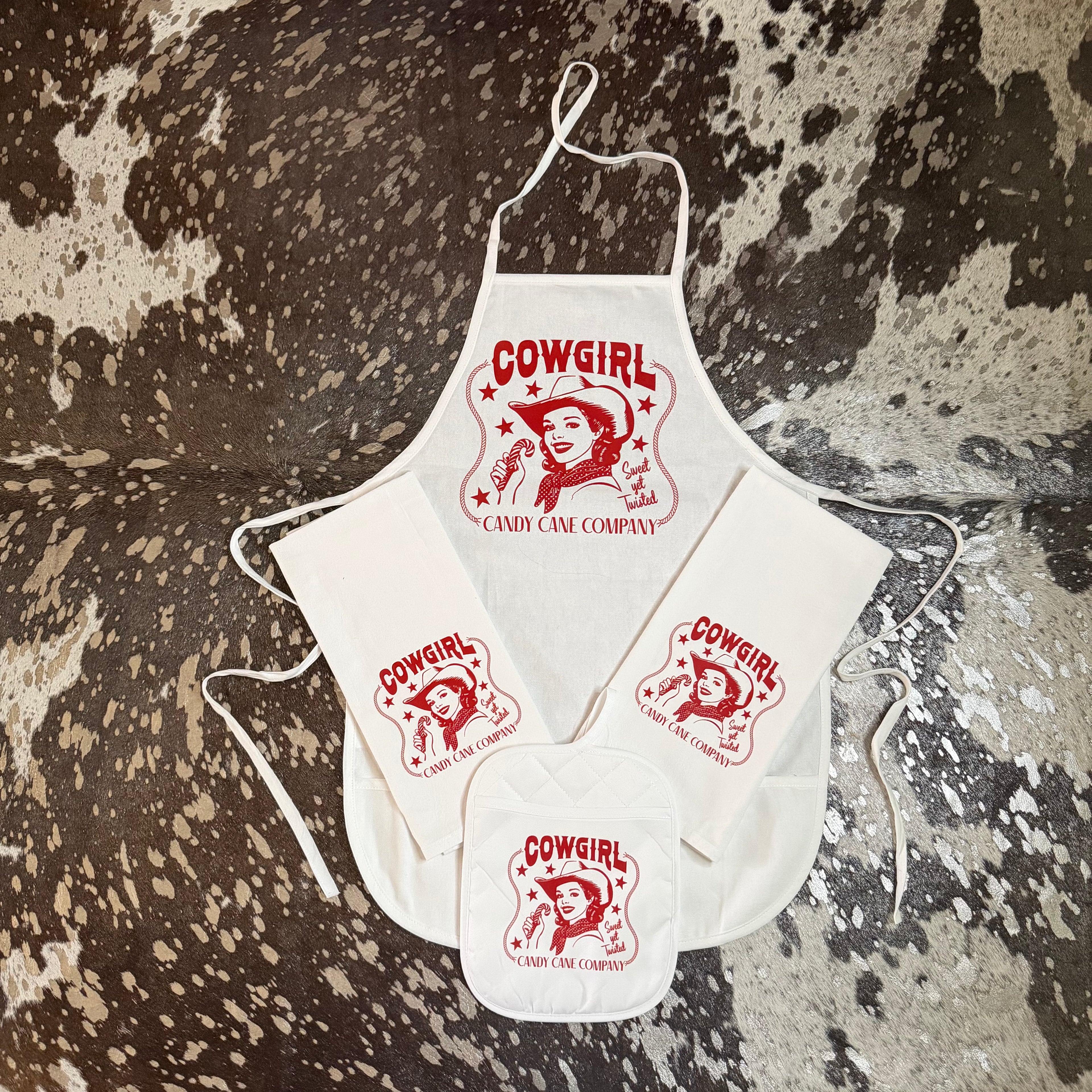 Cowgirl Candy Cane Co. Apron Set