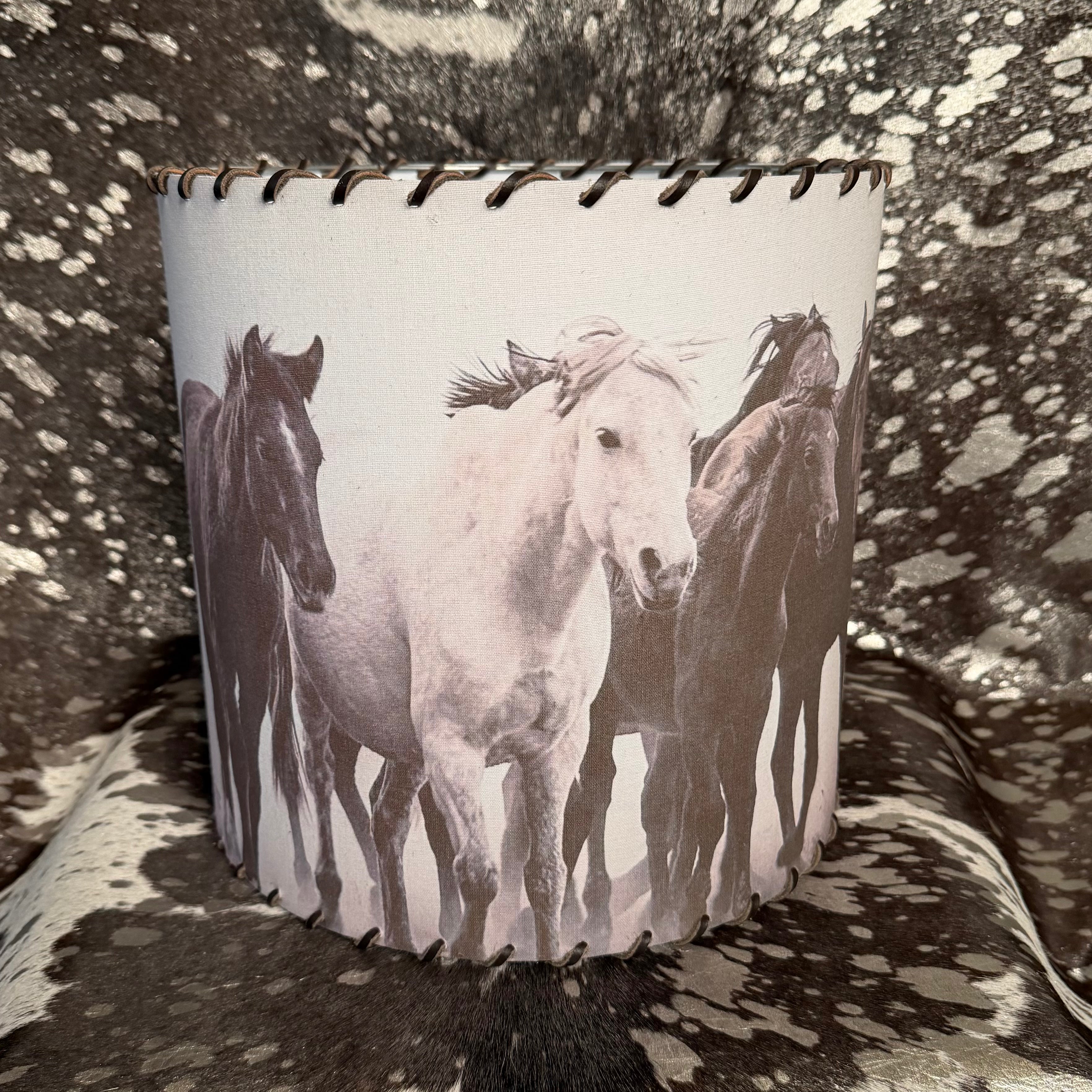 "Horses in the Fog" 11" Western Lampshade