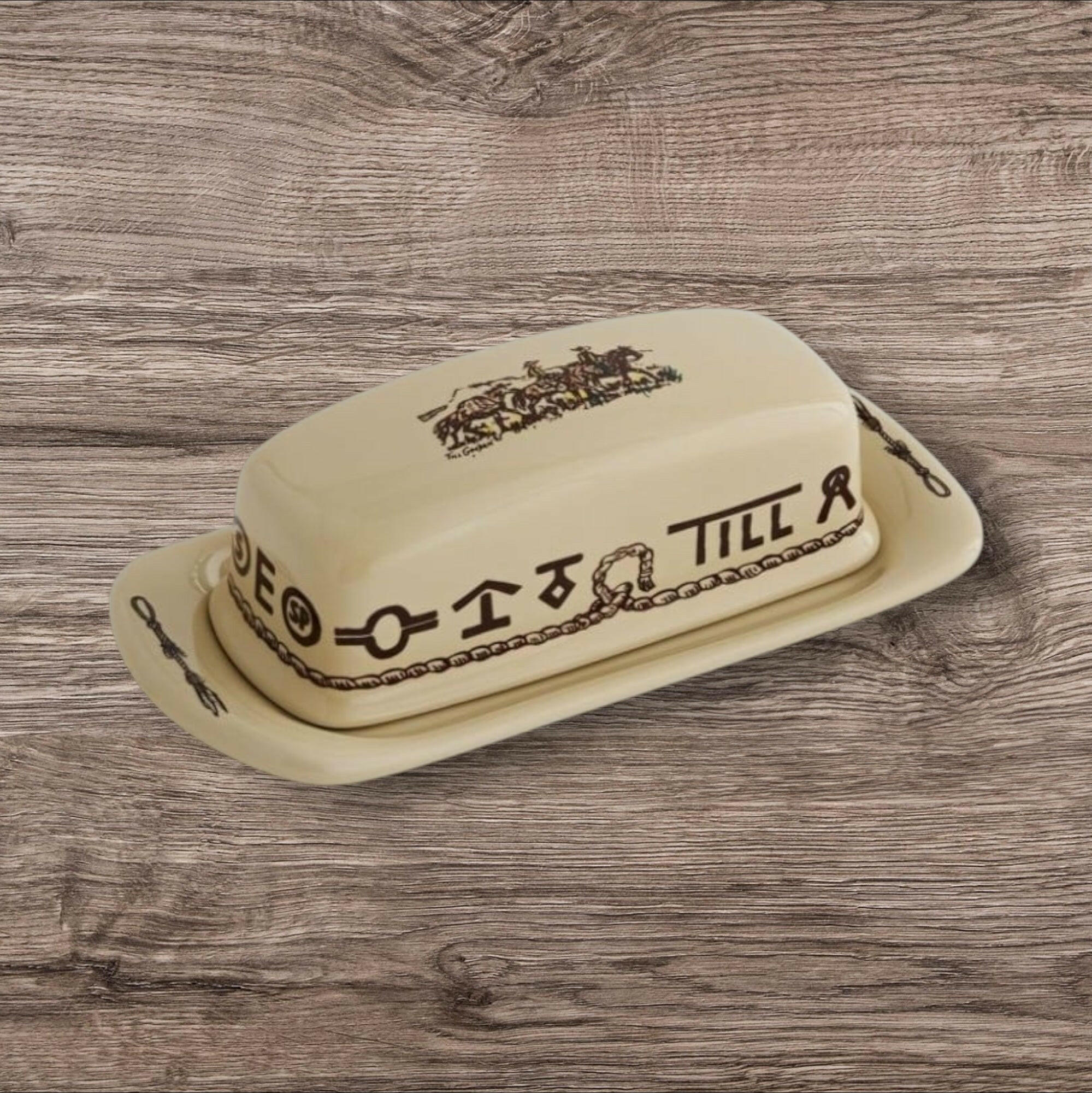 True West Rodeo Pattern Butter Dish with Cover