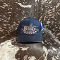 Vintage 2000 National Finals Rodeo NFR Hat, navy blue with leather trim